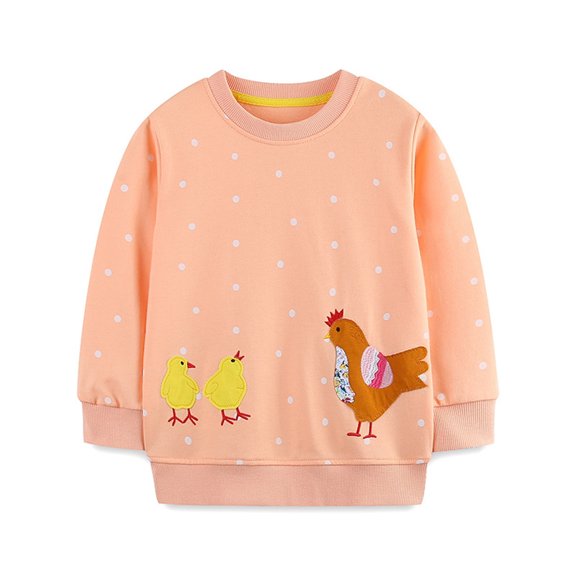 Toddler Girls Long Sleeve Sweatshirts Casual Crewneck Sweatshirt Embroidered Top Trendy Fall Outfits Size 3-4T ,Orange