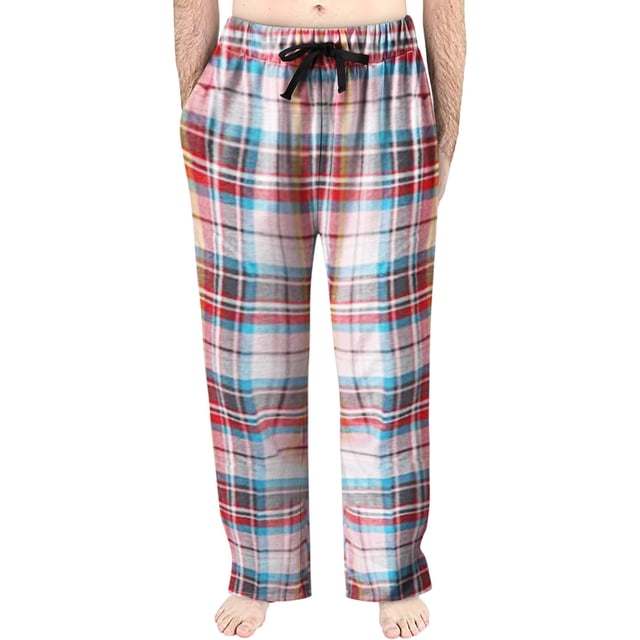 Ensemble de Pyjama pour Hommes - Mode Printemps Pantalon en Dentelle à Carreaux Décontracté pour Usage Intérieur et Extérieur