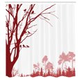 thumbnail image 2 of Ambesonne Forest Shower Curtain, Nature Panorama Forest Print, 69"Wx84"L, Burgundy White, 2 of 4