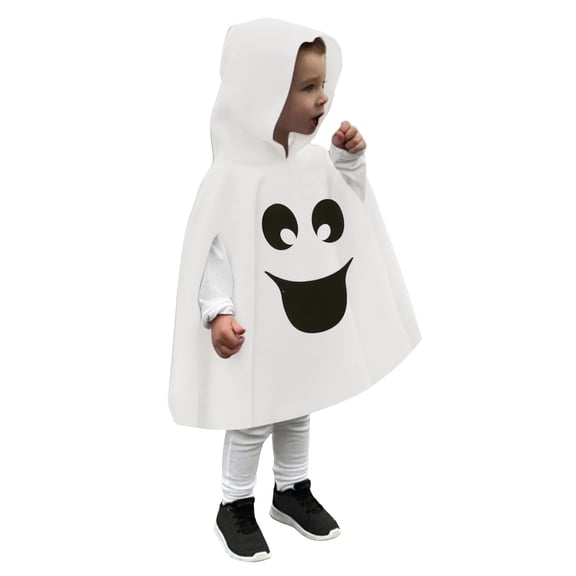 REDARER Unisex Kids Hooded Ghost Cape Cloak Cartoon Ghost Print Lightweight Poncho Accessory for Halloween Trick or Treat Party Cosplay Dress Up,12-18 Months