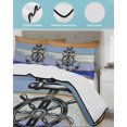 thumbnail image 3 of Quilt King Size Bedding Set, Nautical Anchor Reversible Summer Quilt 3 Pieces, Vintage Navy Blue Wooden Boards Country Lightweight Bedspreads Coverlets with 2 Pillow Shams for All Seasons, 3 of 5