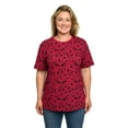 thumbnail image 2 of Women's Plus Size Minnie Mouse T-Shirt Hearts All-Over Hearts Print Red Tee, 2 of 8