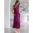 thumbnail image 4 of ANRABESS Women Summer Casual Sleeveless Crewneck Sundress Aline Flowy Tiered Maxi Long Beach Dress Vacation Outfits MediumPurple, 4 of 12