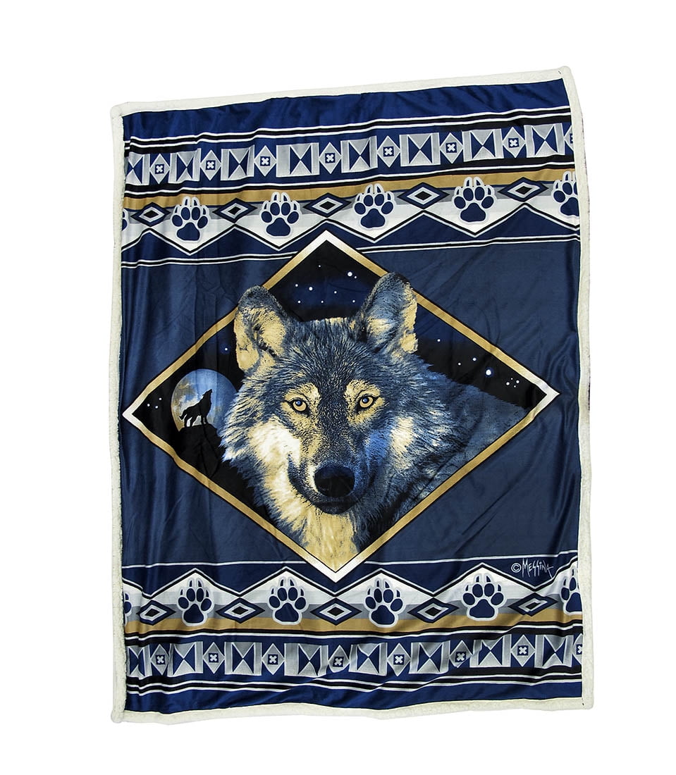 Reversible Sherpa/Microfiber Wolf Ridge Throw Blanket