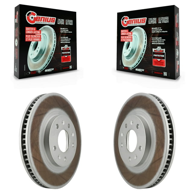Genius Front Coated Disc Brake Rotors Pair for Car Cadillac CTS with Standard Suspension KG-100026