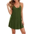 thumbnail image 3 of Tqcoqu Womens Summer Mini Dresses,Spaghetti Strap Dress Casual Backless Lounge Dress,Solid Beach Vacation Sundress,Army Green Women's S-XXL, 3 of 9