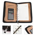 thumbnail image 3 of MasteelfCA PU Leather Cover A6 Zipper Notebook Loose-Leaf Business Notepad With Calculator (Red), 3 of 7