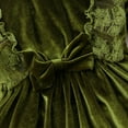 thumbnail image 5 of IBTOM CASTLE Vintage Princess Toddler Baby Girl Long Sleeve Velvet Ruffle Tutu Lace Dress Xmas Wedding Birthday Party Fall Winter Clothes 12-18 Months Green, 5 of 8