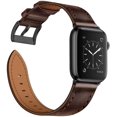 thumbnail image 3 of Compatible con Apple Watch Band 45 mm 44 mm 42 mm, correa de repuesto de correa de cuero genuino compatible con Apple Watch Series 7/6/5/4/3/2/1/SE, marrón oscuro JFHHH pequeña, 3 of 5