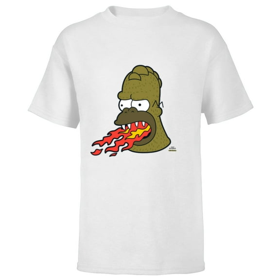 The Simpsons Treehouse of Horror Fire Breathing Homerzilla - Short Sleeve T-Shirt for Kids - Customized-White