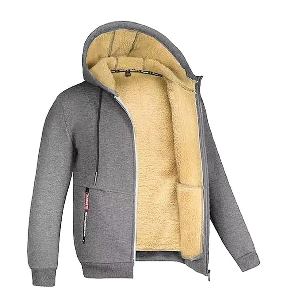 Male Autumn and Winter Tall Chore Coat Warm Jacket Fashion Casual Winter Coat Soild Color Long Sleeve Heavy Winter Leather Coats for Men Pocket Hooded Cotton Coat Warm Rain Jackets for Men Top