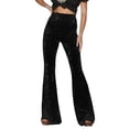 thumbnail image 2 of BAETEUY Women Flared Pants with Elastic High Waist - Solid Color Wide Leg Trousers, 2 of 8