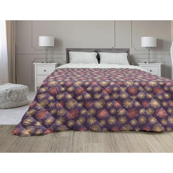 Scales Down Alternative Comforter, Colorful Japanese Squama Inspired Pattern with Traditional Stripes Illustration, Microfiber Quilt for All Season, 5 Sizes, Multicolor, by Ambesonne