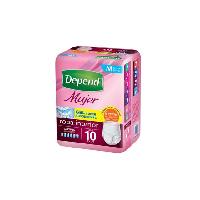 Ropa Interior Depend Mujer Grande 10 S Bote 8 Piezas
