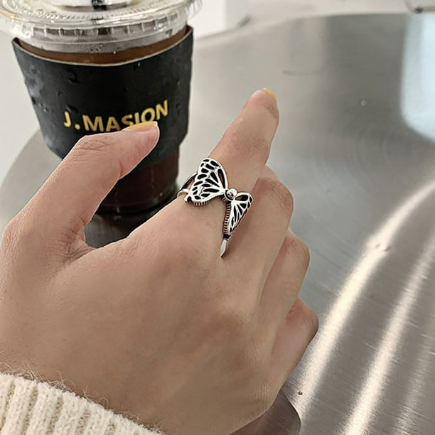 Anillos de fiesta de Plata de Ley 925, nueva moda, alas de mariposa huecas creativas, joyería para novia, regalos para mujer