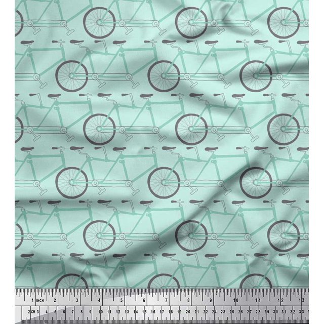 Soimoi Rayon Fabric Bicycle Transport Printed Craft Fabric by The Yard 56 Inch Wide