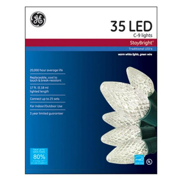 Nicolas Holiday GE90936 C9 LED Staybright Light Set, 35 Count Walmart