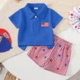thumbnail image 2 of Baby Boy Clothing Sets 4th of July Outfit Flag Embroidery Polo Shirt and Striped Stars Shorts Toddler Summer, 2 of 4