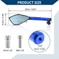 thumbnail image 4 of Unique Bargains Motorcycle Rear View Mirrors Side Rearview Mirror Adjustable Aluminum Alloy 1 Set Black Blue M8/M10 Prismatic Shape, 4 of 7