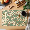 thumbnail image 2 of Beige Artwork Floral Placemats Set of 12 Abstract Art Botanical Green Place Mats Indoor Wipeable Table Mats Washable Cloth Dining Table Placemats for Kitchen Holiday Party Home Decor 13x19 Inch, 2 of 9