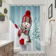 thumbnail image 2 of Winter Christmas Shower Curtain, Winter Holiday Fabric Shower Curtains Cute Snowman Pattern, Christmas Bathroom Decor Set with Hooks, 72 x 72, Red Blue White, 2 of 6