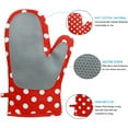 thumbnail image 5 of HEETLY Cotton Oven Mitts Set with Silicone Grip, 2-Piece 392°F Heat Resistant, Red Dots, 5 of 8