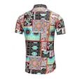 thumbnail image 4 of IROINNID Discount Hawaiian Shirt for Men Hawaiian Short Sleeve Beach Stand-up Collar Shirt Printed Summer Button Down Shirts,Green, 4 of 6