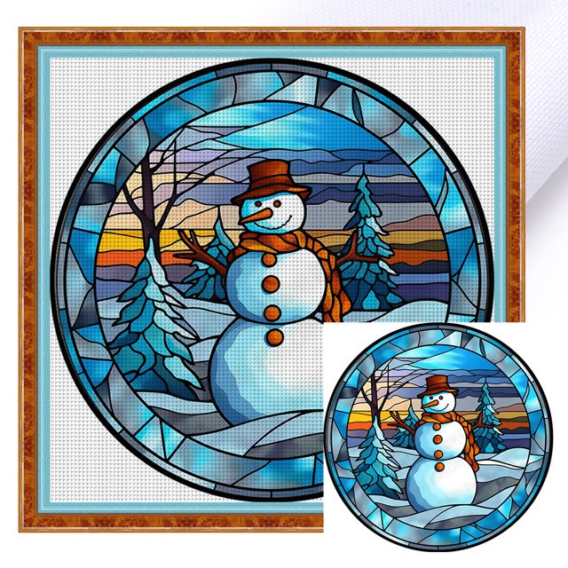 Hilo de bordar Eco-algodón completo 18CT Impreso Muñeco de nieve Punto de cruz Obra de arte