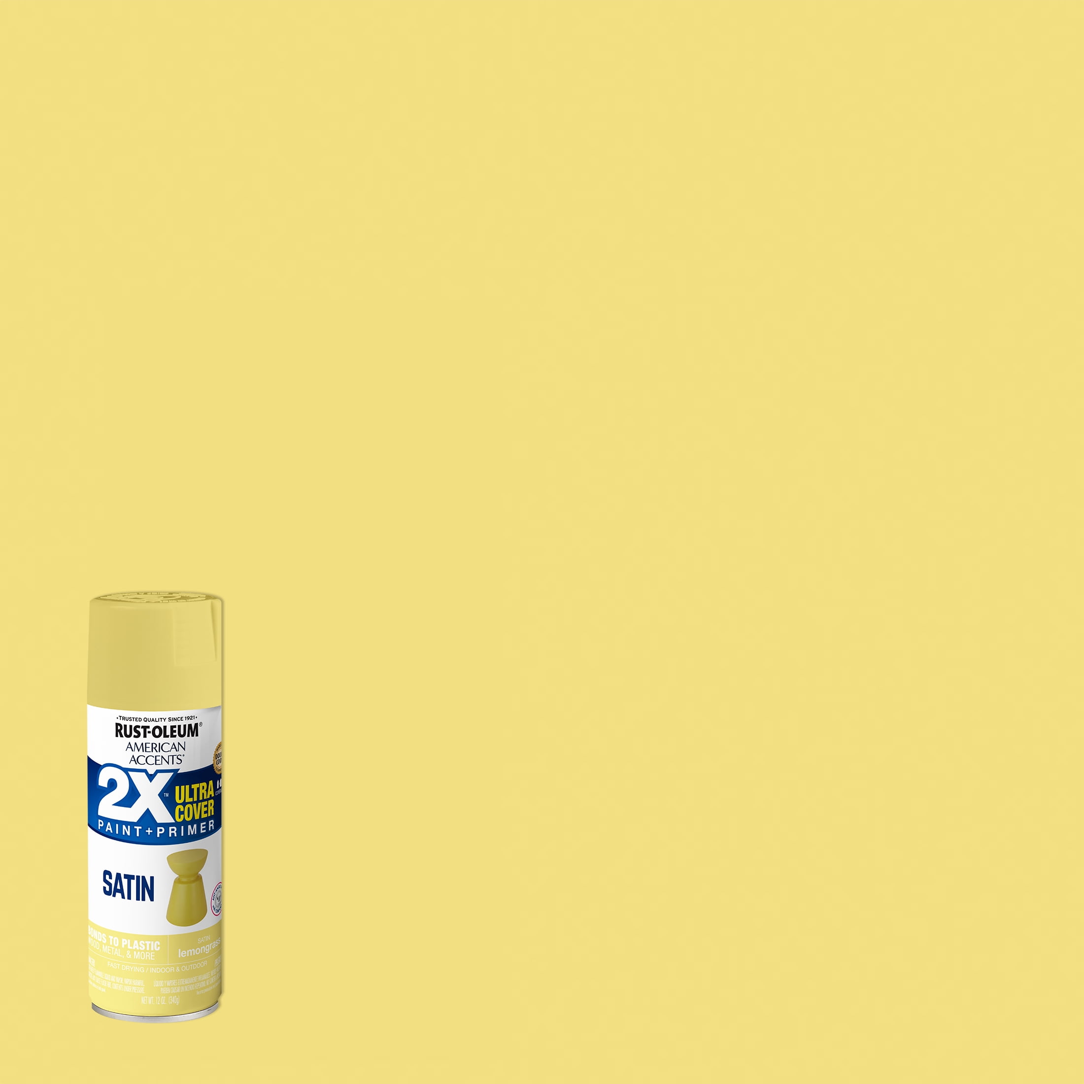 Lemongrass, Rust-Oleum American Accents 2X Ultra Cover Satin Spray Paint- 12 oz