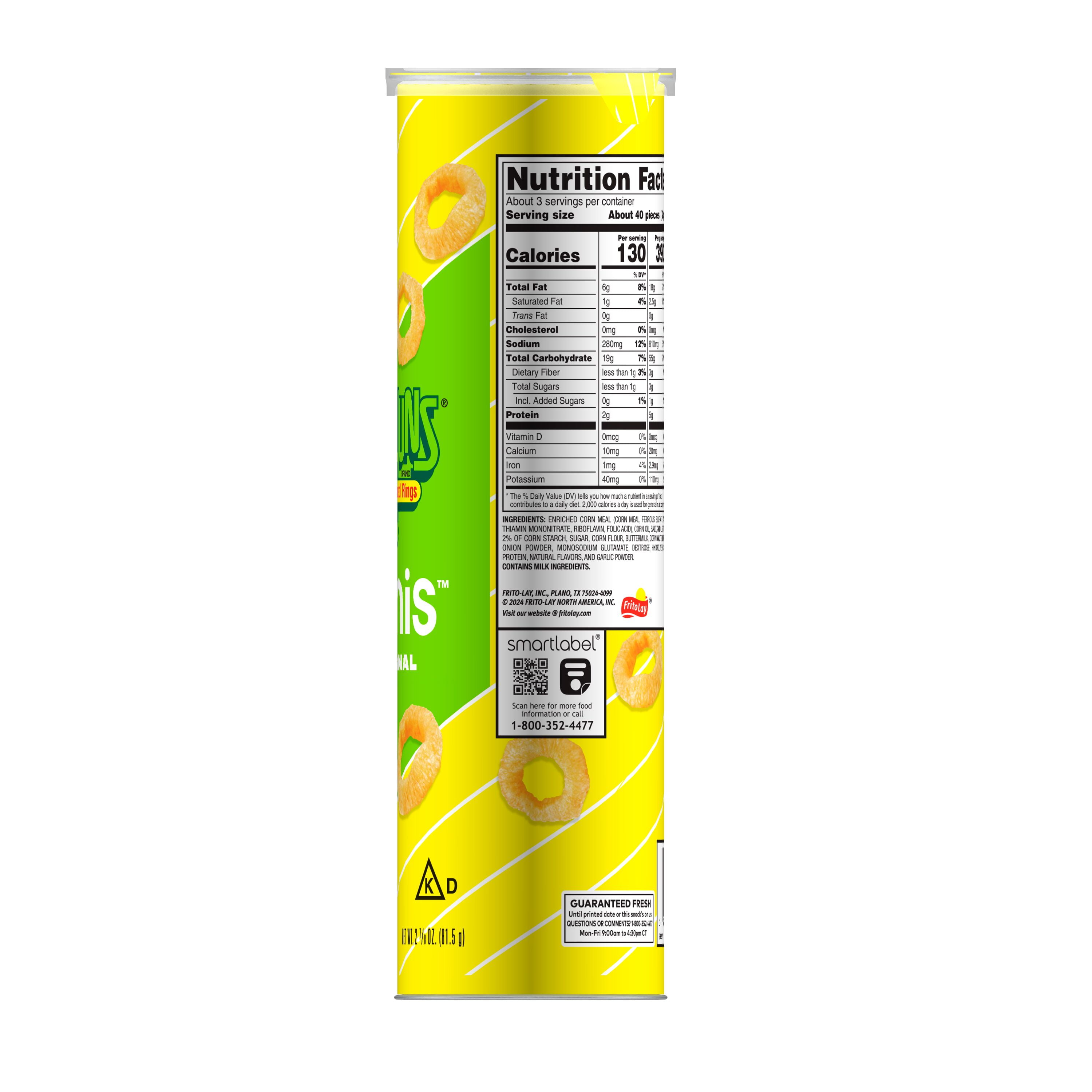 Funyuns Minis Onion Flavored Rings Original, 2.875 oz Canister