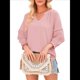 thumbnail image 2 of Blusas de 3/4 para Mujer, Blusas Plisadas Informales de Negocios con Cuello en V, Camisas Holgadas de Oficina Rosa XXL, 2 of 7