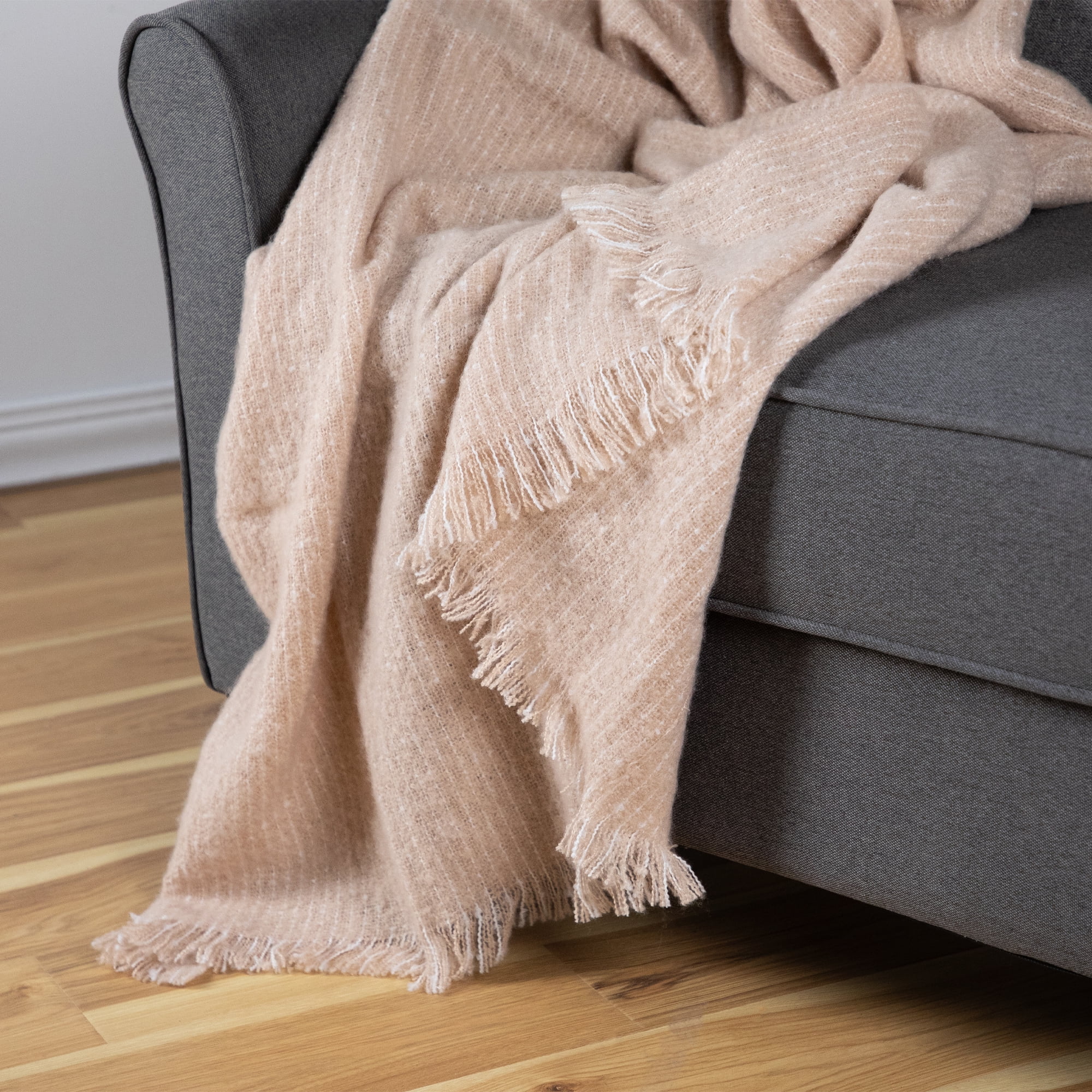 Northlight Light Coffee Throw Blanket with Fringe 50" x 60"