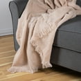 thumbnail image 3 of Northlight Light Coffee Throw Blanket with Fringe 50" x 60", 3 of 6