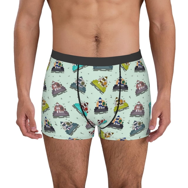 Balery Lighthouse Calzoncillos bóxer para hombre, ropa interior de algodón suave y transpirable con cinturilla de nailon-Small