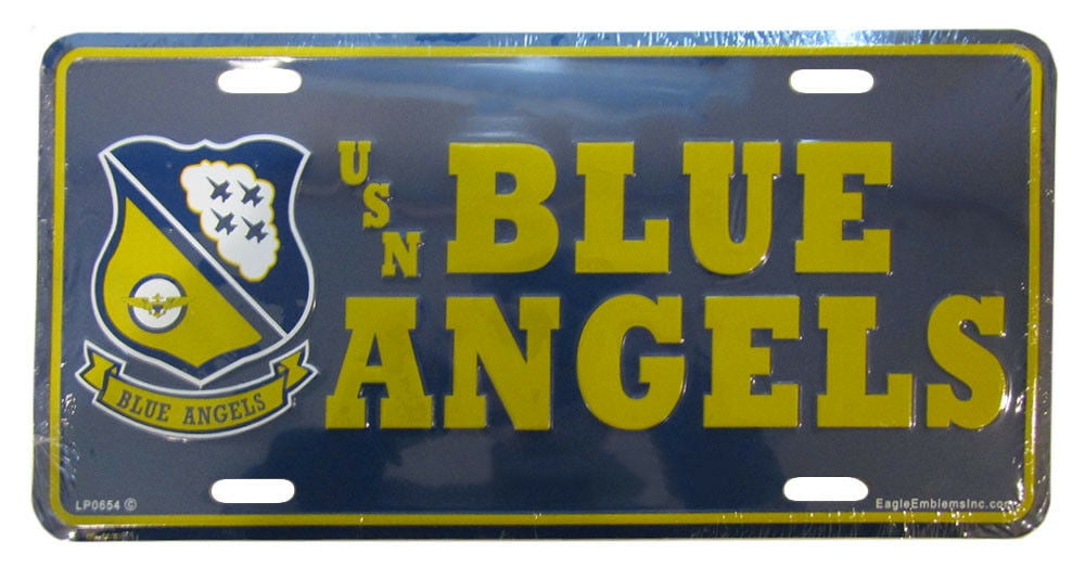 USN Navy Blue Angels Blue Yellow 6"x12" Aluminum License Plate USA Made 
