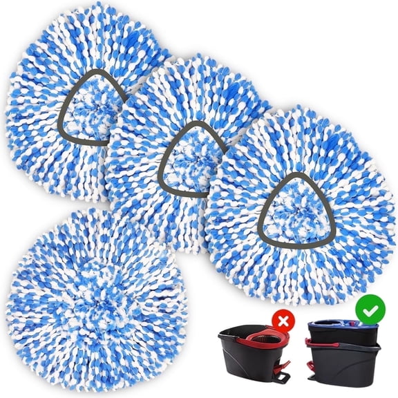 Home Times 4 Packs Microfiber Spin Mop Refills Compatible with O-Cedar Rinseclean, Washable and Durable Replacement Heads for Multi Surface Cleaning