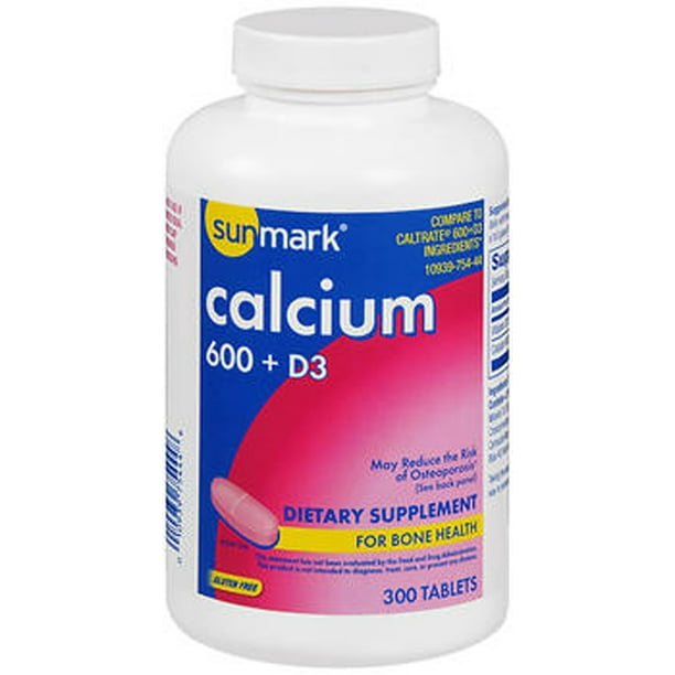 Sunmark Calcium 600 mg D3 Dietary Supplement Tablets, 300 Count