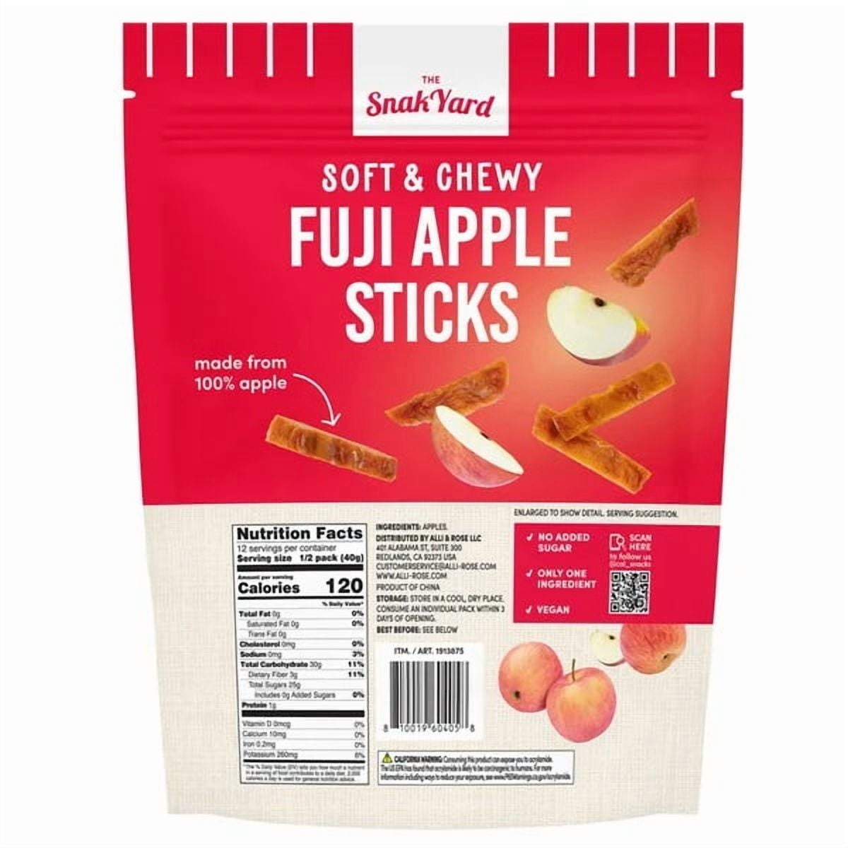 Snak Yard Soft & Chewy Fuji Apple Sticks, 6-Pack, 17 oz (480g)