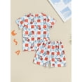 thumbnail image 4 of Argulvti Infant Baby Boys Shorts Set, Plaid Popsicle Print Short Sleeve T-shirt with Elastic Waist Shorts Summer Outfit for 4th of July, 4 of 8