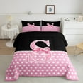 thumbnail image 2 of Castle Fairy Teenagers Pink Bowknot Letter Monogrammed S Bedding Comforter Set 2pcs,White Polka Dots Twin Comforter Sets Microfiber,Retro Vintage Aesthetic Breathable Bedding Set, 2 of 8