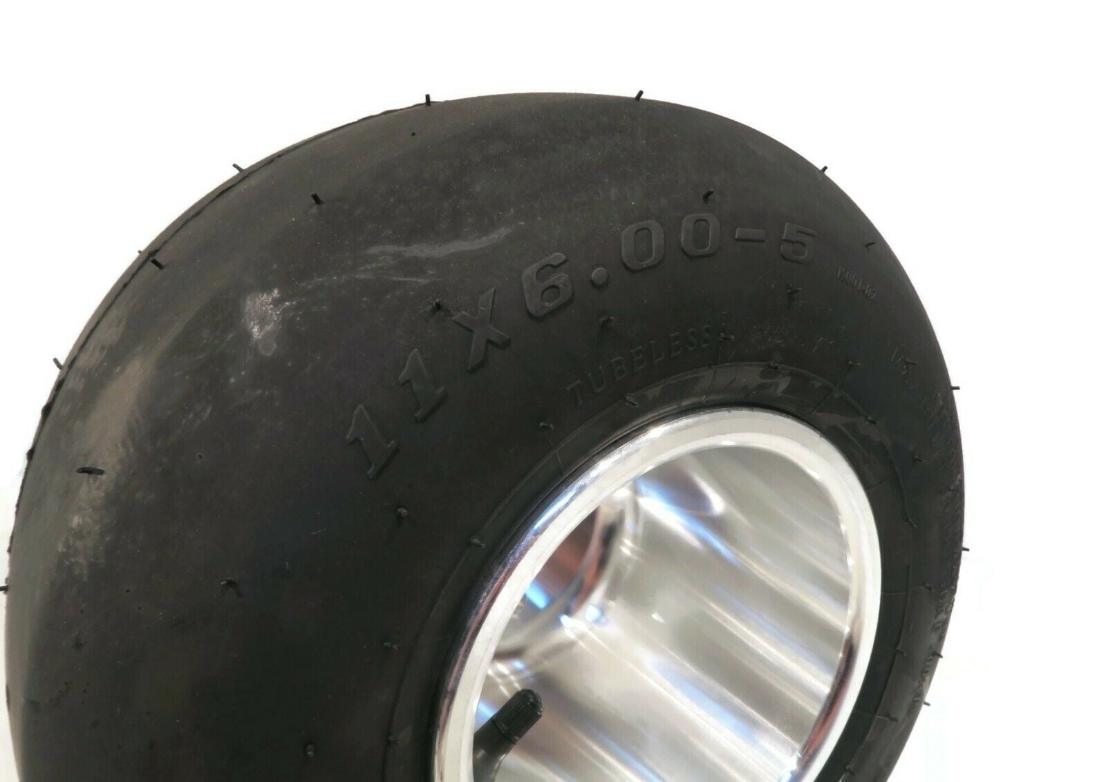 Tubeless Racing Slick Tire 11x6.00-5 with Aluminum Wheel for Go Kart Pack of 4 