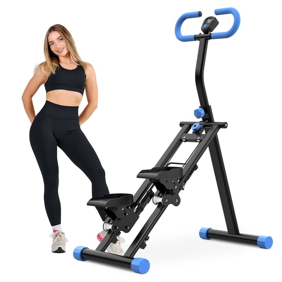 Ambifirner Upgraded Vertical Climber Machine with Display - 265LB Capacity, Foldable Full-Body Workout Equipment for Home, Adjustable Handlebar, Blue