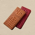 thumbnail image 7 of Top-grain cowhide leather case for iPhone with card slots and kickstand, crocodile-back pattern business-grade protective case, 7 of 7