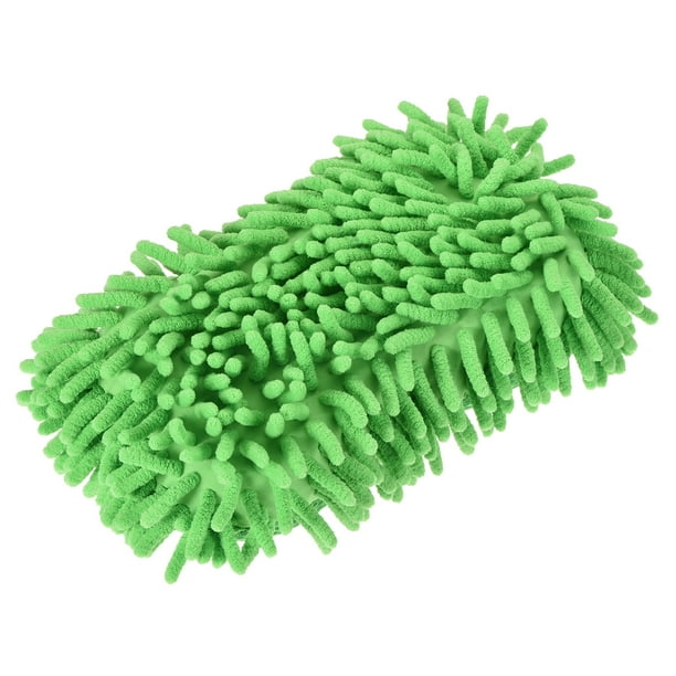 Guantes de limpieza de microfibra chenille Uxcell, esponja de lavado, mitón, verde