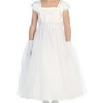 thumbnail image 3 of Little Girls' First Communion Pleated Cap Sleeve Flowers Girls Dresses White Size 6, 3 of 4