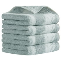 Unique Bargains Plant Pattern Soft Absorbent Cotton Hand Towels Grey 4 Pcs