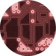 thumbnail image 1 of Ahgly Company Tapis d'Intérieur Ronds Transitionnels Rouges Lavables à la Machine, 8 Pieds Rond, 1 of 7