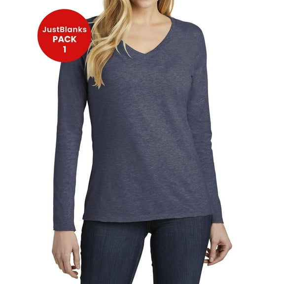 JustBlanks Women Very Important Tee Long Sleeve V Neck 30 singles Shoulder to shoulder taping