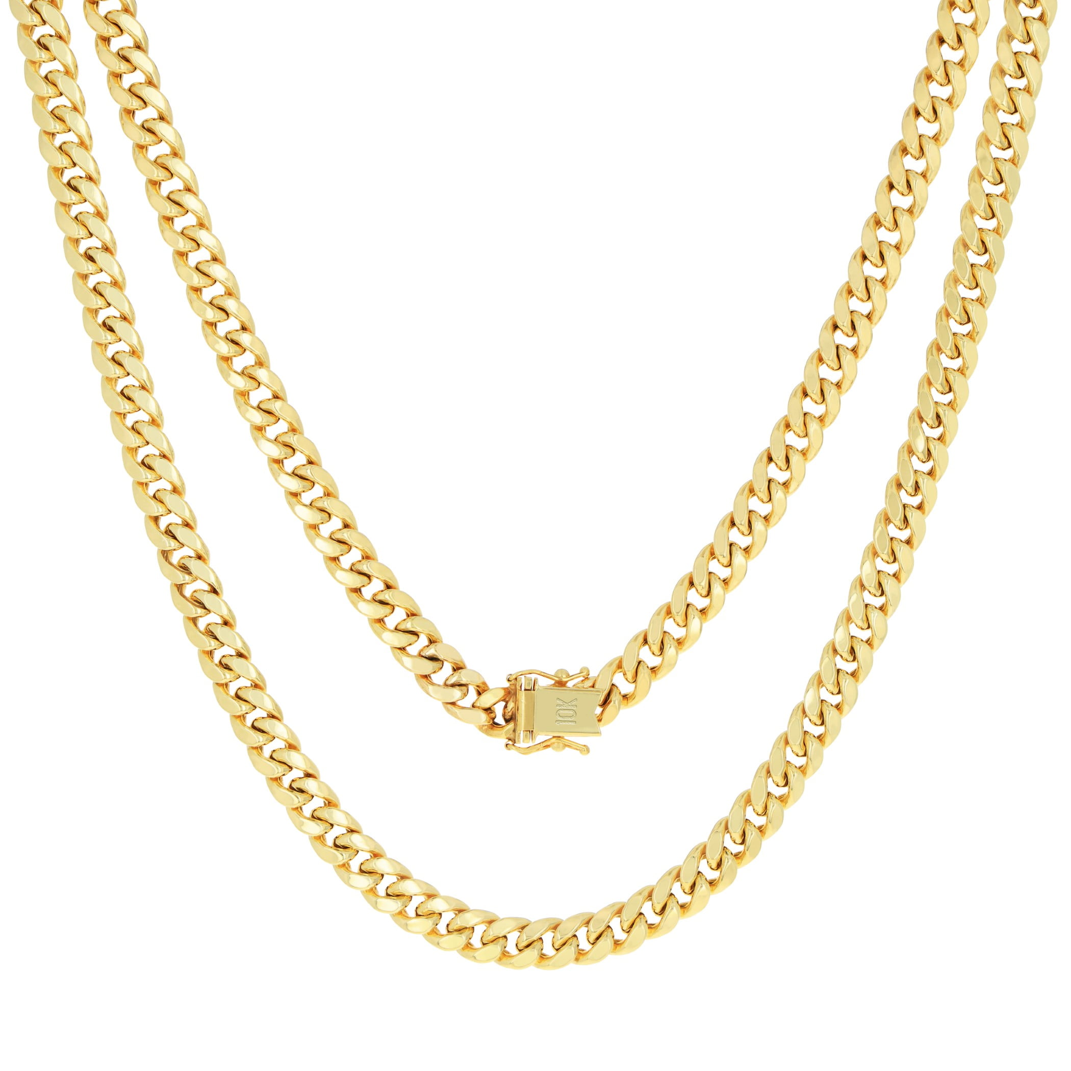 Nuragold 10k Real Yellow Gold Miami Cuban Link 6.5mm Chain Necklace (16"-30") Italian Jewelry for Men & Women