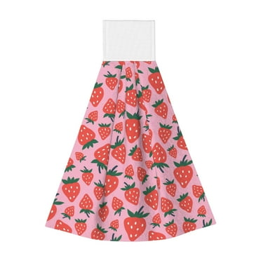 Bixox Cartoon Strawberry Print Hand Towels for Bathroom Kitchen Fingertip Towel Fast Drying Washcloth for Bathroom Kitchen Home Decor